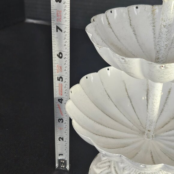 White Shabby Chic Metal Bird Jewelry Organizer 3 Tiered Counter Display - Picture 11 of 12